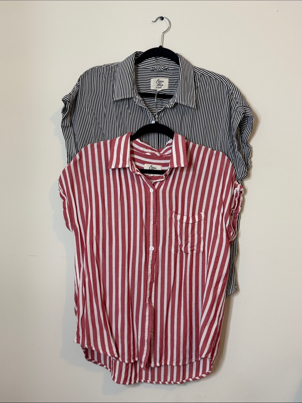 Cosmic Blue Love Ava Striped Button Down Shirt Bundle of 2